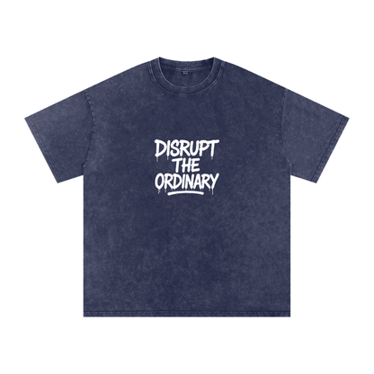 'DISRUPT THE ORDINARY' Snow Washed Oversized Cotton T-Shirt