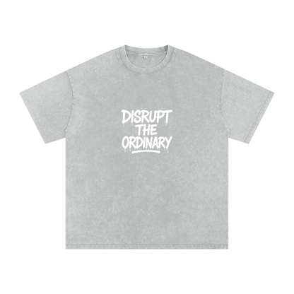 'DISRUPT THE ORDINARY' Snow Washed Oversized Cotton T-Shirt