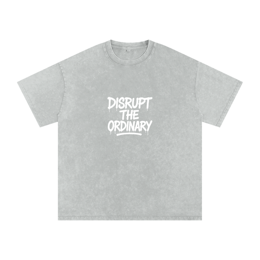 'DISRUPT THE ORDINARY' Snow Washed Oversized Cotton T-Shirt