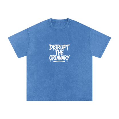 'DISRUPT THE ORDINARY' Snow Washed Oversized Cotton T-Shirt