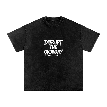 'DISRUPT THE ORDINARY' Snow Washed Oversized Cotton T-Shirt